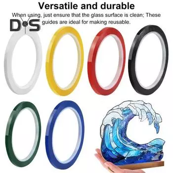 10 рулонов ПЭТ-липкой ленты для витражей, направляющие линии, 3 мм, 164 фута, водонепроницаемая лента для оконного стекла, принадлежности для рисования и рукоделия красный