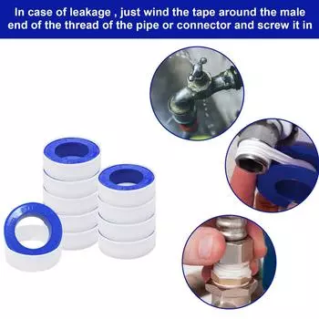 10 рулонов тефлоновой ленты, лента для сантехников, сантехническая лента, лента из ПТФЭ, лента с резьбой, лента для сантехники для насадки для душа, уплотнение труб, уплотнение резьбы One Size