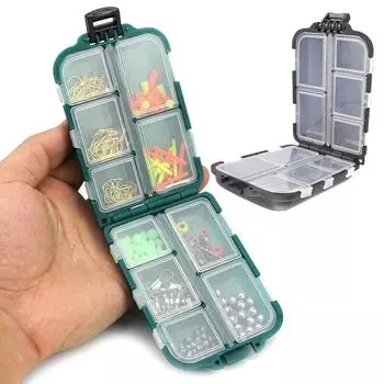 10 сетчатых ящиков для хранения рыболовных принадлежностей Luya Fishing Gear Divided Grid Bait Box Двусторонняя коробка для рыболовных принадлежностей чёрный