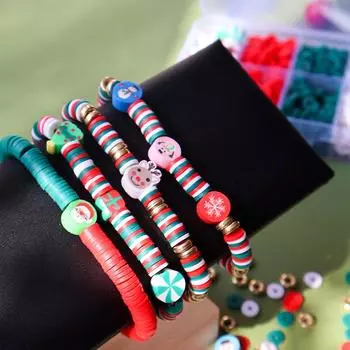 10 сеток, цветные, браслет своими руками, изготовление ожерелий, набор для бисероплетения из мягкой глины на рождественскую тематику