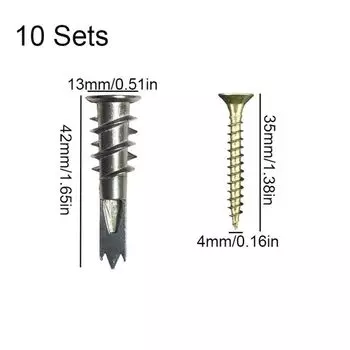 10 Sets Screw in Type Self-Drilling Expansion Screws Self-drilling Wall Plug Plasticboard L