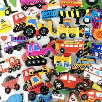 10 листов, наклейки с машинками и грузовиками, набор праздничных принадлежностей, наклейки с героями мультфильмов, наклейки на транспортные средства для малышей с машинками, пожарные машины, строительство, автобусы, 10sheets random