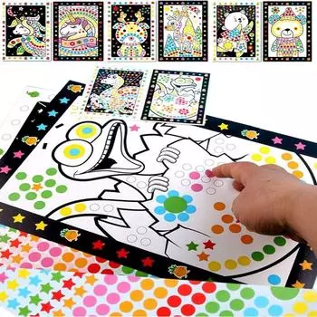 10 Sheets/Lot Funny Puzzle Dot Stickers For Kids Cute Cartoon Animal Drawing Mosaic Sticker Children Early Educational Patience Training Toys one-size разноцветный