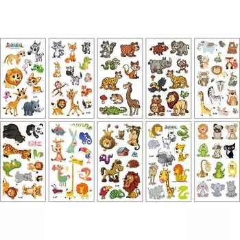 10 Sheets/Set Animal Dinosaur Space Watch Children s Tattoo Stickers Face Arm Body Waterproof Temporary Tattoo for Kids Gift
