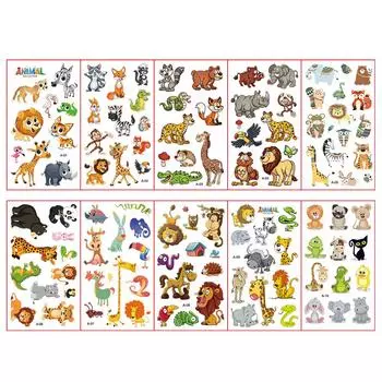 10 Sheets/Set Fake Tattoo Stickers Cartoon Animal Temporary Tattoos for Kids Arms Body DIY Waterproof Tattoo