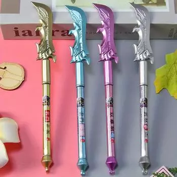 10 шт. 0,5 мм креативная гелевая ручка в форме большого меча, ручка на водной основе в форме ретро-оружия, симпатичная канцелярская ручка в форме подарка и подписи золотистый