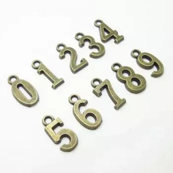 10 шт. 0-9 подвески в виде цифр, винтажные украшения в виде цифр, аксессуары для изготовления ювелирных изделий