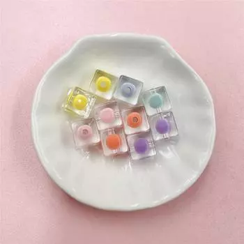 10 шт. 10 мм акриловые прозрачные яркие квадратные бусины с заполненным лицом DIY ювелирные аксессуары модный браслет изготовление брелоков оранжевый