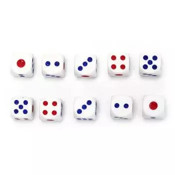 10 шт., 10 мм, высококачественные игральные кости, белые с синими и красными точками, шестигранные игральные кости, фишки для покера для KTV Pub Party