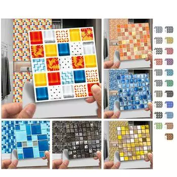 10 шт. 10 x 10 см DIY мозаика мраморные наклейки на стену имитация кирпича украшение для спальни водонепроницаемые самоклеящиеся плиточные обои декор для кухонного шкафа 1