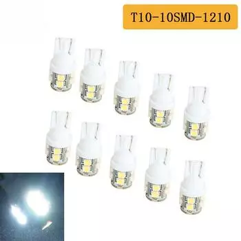 10 шт. 10SMD W5W 1210 купольные индексные автомобильные светодиодные лампы клиновидные белые DC12V автомобильные лампы