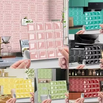 10 шт 10x10 см мозаичные наклейки на кристаллическую плитку 3D наклейки на кирпичную плитку ванная комната 106