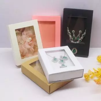 10 шт. 11,5x8,5x2,5 см разноцветные подарочные коробки с окошком для украшения Рождества, вечеринок и праздников 10box розовый