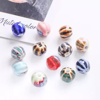 10 шт., 11 мм, цветная глазурь, арбузные бусины, керамические гладкие круглые бусины для изготовления ювелирных изделий, ожерелье, браслет, серьги