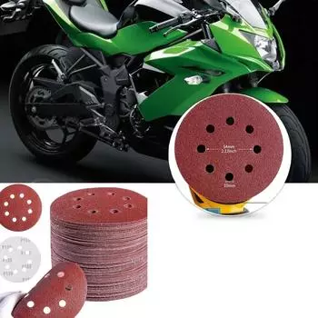 10 шт. 125 мм шлифовальные диски 8 отверстий наждачная бумага с крючком 40Grit 3000Grit шлифовальная бумага абразивные инструменты для полировки мотоциклов