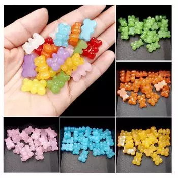 10 шт. 12*19 мм ночное свечение, конфеты, желе, вертикальное отверстие, медведь для DIY, браслет, ожерелье, шпилька, материал, аксессуары ручной работы, ювелирные аксессуары 10Pcs 12*19mm белый