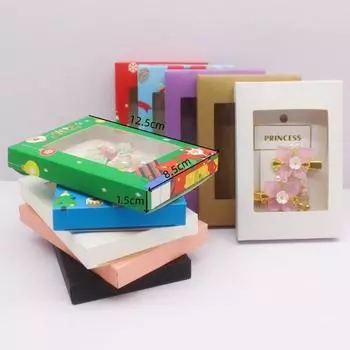10 шт. 12,5x8,5x1,5 см разноцветные подарочные коробки с окошком для украшения Рождества, вечеринок и праздников розовый