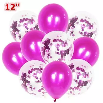 10 шт. 12 дюймов золотистые, серебряные розовые блестки, хромированные металлические латексные воздушные шары с конфетти, украшения для дня рождения, свадьбы, воздушные шары розового золота