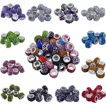 10 шт. 12 мм большое отверстие CZ хрустальные бусины горный хрусталь разделитель подвески подходят для браслет ожерелье DIY ювелирные аксессуары серый