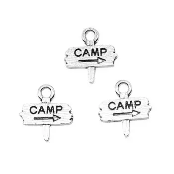 10 шт. 12x13 мм знаки для кемпинга, подвески, античное серебро, материалы для хобби и рукоделия, бренд, 10 шт.: WYISYWG