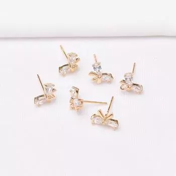 10 шт. 14-каратное золотое покрытие в форме бабочки с микро-инкрустацией и подвесными серьгами-гвоздиками, серебряные иглы S925, ювелирные изделия своими руками, иглы для ушей в форме солнца, аксессуары в процессе работы