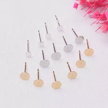 10 шт. 14-каратных золотых игл с плоским дном, плоские серьги-гвоздики ручной работы, серьги-гвоздики с липким жемчугом, ювелирные аксессуары. 4mm
