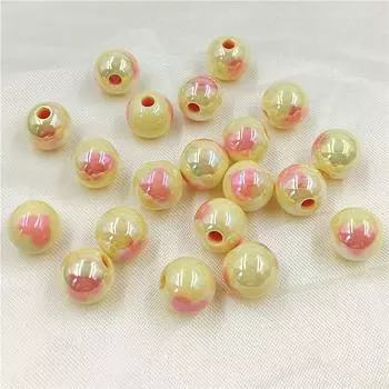 10 шт., 14 мм/16 мм, 2 размера, УФ-красочные двусторонние персиковые сердечки, весенние светлые цветные круглые бусины, ювелирные аксессуары, DIY браслет, серьги, материалы 16mm 10Pcs жёлтый