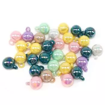 10 шт., 14 мм, волшебные цветные акриловые круглые подвесные бусины с отверстием, браслет, ожерелье, серьги, материал ручной работы, украшение «сделай сам», аксессуары жёлтый