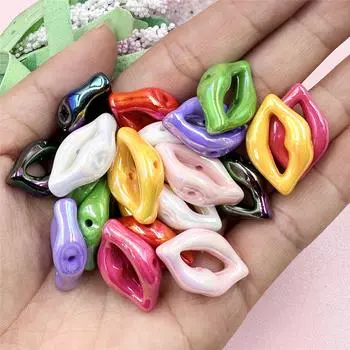 10 шт. 15,4*25,3 мм вертикальные отверстия для губ с принтом, бусины, ожерелье, аксессуары, браслет «сделай сам», акриловые красочные