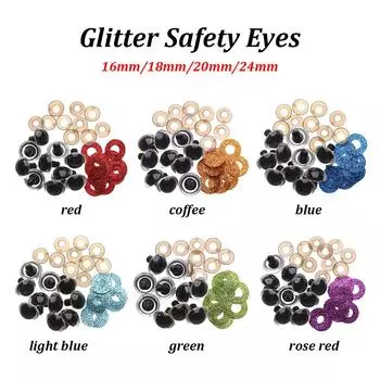 10 шт., 16/18/20/24 мм, мягкие игрушки, блестящие безопасные глаза, нетканые материалы, жесткая шайба, прозрачная плюшевая кукла, круглая пластиковая 20mm кофейный