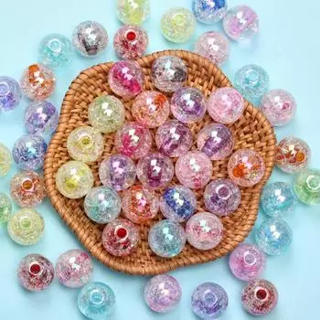 10 шт. 16 мм/18 мм/20 мм разноцветные акриловые бусины с трещинами, круглые бусины для производства ювелирных изделий, браслет, ожерелье, производство ювелирных изделий 16mm