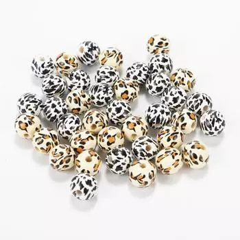 10 шт., 16 мм, деревянные бусины, разбросанные бусины с коровьим узором, бусины с леопардовым принтом, модные милые аксессуары ручной работы, браслет, ожерелье, сделай сам Giraffe print
