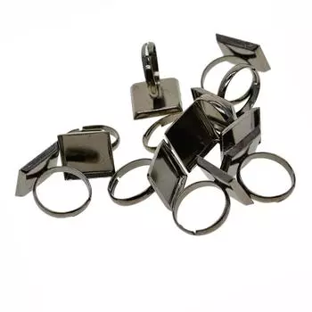 10 шт. 16 мм квадратное основание для колец DIY, регулируемое для изготовления ювелирных изделий, черное чёрный