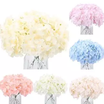 10 шт. 16 см искусственная головка цветка гортензии с шестом DIY свадебная арка фон стены декоративные цветы домашний сад украшение отеля поддельные Флорес бежевый