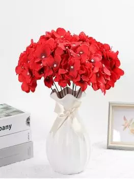 10 шт. 16 см искусственная головка цветка гортензии с шестом DIY свадебная арка фон стены декоративные цветы домашний сад украшение отеля поддельные Флорес красный