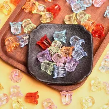 10 шт. 17*15 мм креативные акриловые прозрачные цветы ландыша свободные бусины DIY браслеты ожерелье материал ручной работы изготовление ювелирных изделий синий