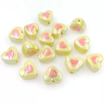 10 шт. 17*16 мм светло-цветные УФ-двухцветные трехмерные бусины в форме сердца для самостоятельного изготовления браслетов, ожерелий, ювелирных изделий, аксессуаров ручной работы 10Pcs about 17*16mm жёлтый