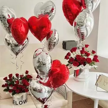 10 шт. 18-дюймовый набор воздушных шаров из алюминиевой фольги «Любовь», пара воздушных шаров, годовщина свадьбы, День святого Валентина, вечеринка с предложением, декор комнаты