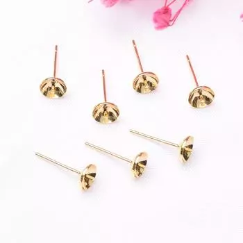 10 шт. 18-каратного золота крестообразная игла чаша игла S925 стерлингового серебра игла DIY ручной работы чаша игла держатель жемчуга серьги-гвоздики ювелирные аксессуары 3mm