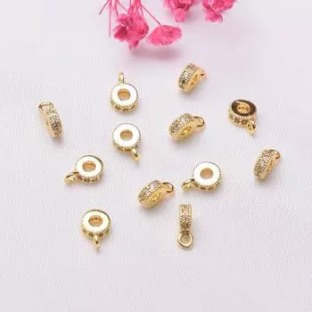 10 шт. 18-каратного золота, микро-инкрустированные бусины с крупными отверстиями, сохраняющие цвет, с подвесными разделителями, браслеты ручной работы, ожерелья, бисерные украшения, бусины для футболок M126 6mm outer diameter