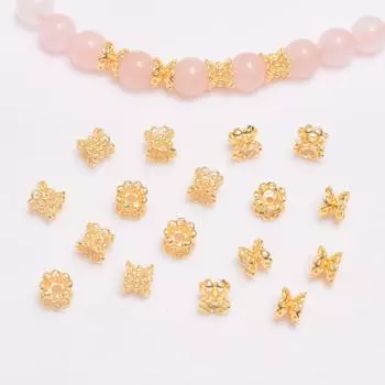 10 шт. 18-каратного золота, сохраняющего цвет, двухсторонний поднос для цветов, браслет ручной работы, колпачок для перегородки, бисерный материал, двухсторонний поднос для цветов с лепестками T93 1#