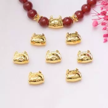 10 шт. 18-каратного золота, сохраняющего цвет, новогодние пельмени в форме дракона, браслеты ручной работы в виде детеныша зодиакального дракона, ожерелья, браслеты в форме дракона, ювелирные изделия