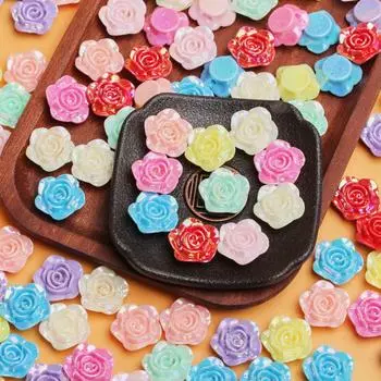 10 шт. 19,2 мм, модные акриловые перфорированные бусины с плоским дном, розы, подвески для браслета, ожерелья, изготовления ювелирных изделий своими руками, аксессуары разноцветный
