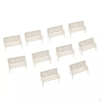 10 шт. 1: 100 Миниатюрная садовая скамейка для белого кукольного домика