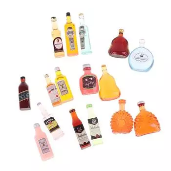 10 шт. 1:12 кукольных миниатюрных бутылок из смолы, имитация винных бутылок для детей, игрушка One Size