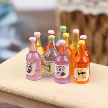 10 шт. 1/12 кукольный домик, мини-бутылки для напитков, имитация бутылок для вина, модель куклы, гостиная, кухня, декор, куклы, аксессуары для бара, игрушки зелёный