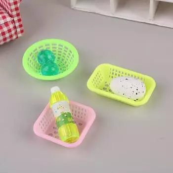 10 шт. 1:12 Миниатюрная корзина для хранения кукольного домика, мытье овощей, фруктов, корзин для еды, декор для кухни, аксессуары для игрушечного кукольного домика
