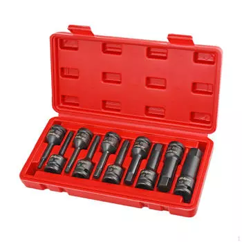 10 шт. 1/2-дюймовые шестигранные насадки с футляром для хранения, набор ударных бит для
