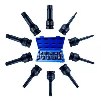 10 шт. 1/2-дюймовый приводной ударный звездообразный набор головок Torx T20-T80 набор металлических ручных инструментов для квадратного гаечного ключа 1/2 дюйма светло-серый