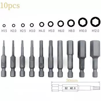 10 шт. 1/4 шестигранный хвостовик головка торцевая отвертка торцевая бита метрическая магнитная отвертка биты набор